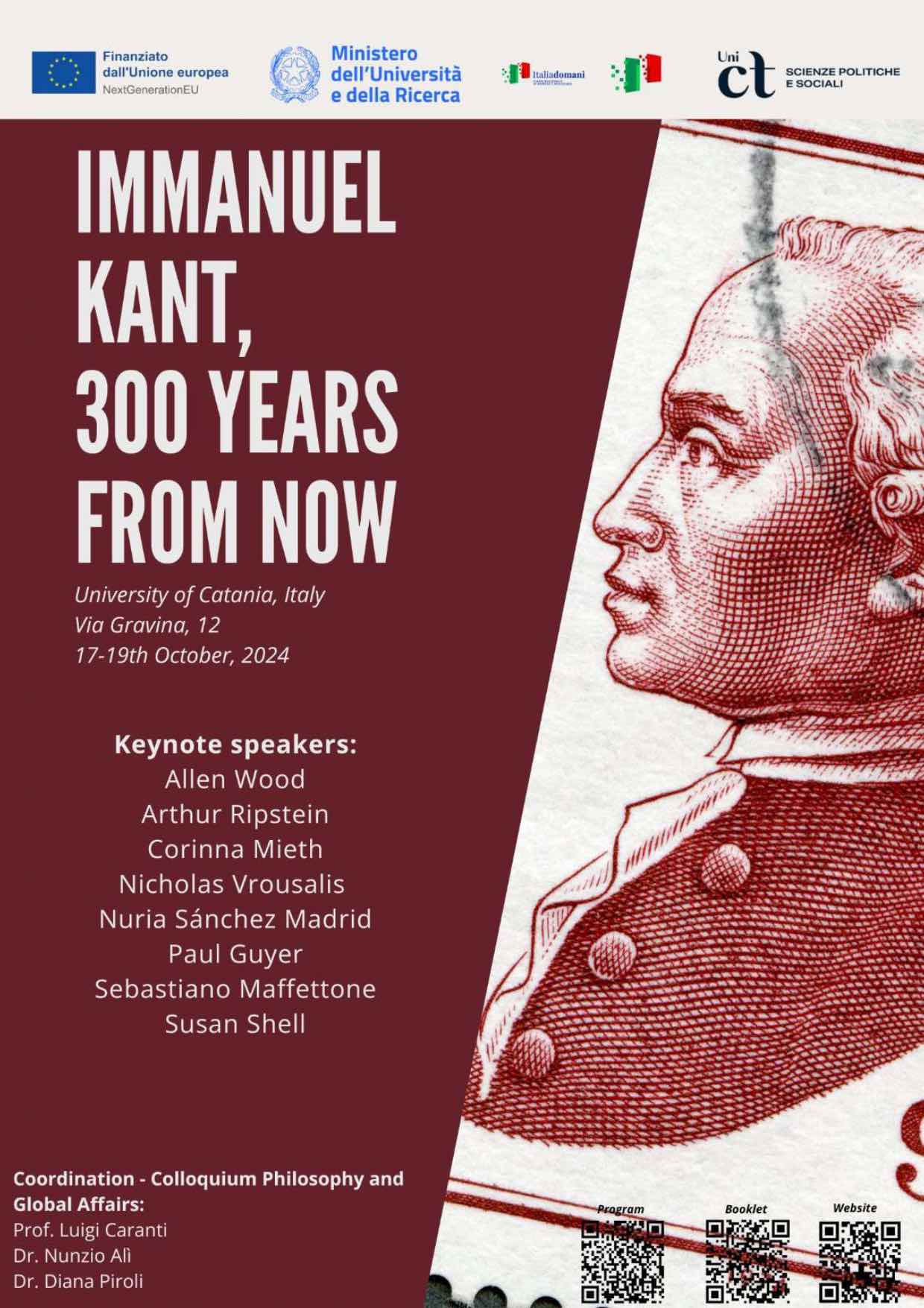 IMMANUEL KANT, 300 YEARS FROM NOW - CATANIA 17-19 th OCTOBER, 2024