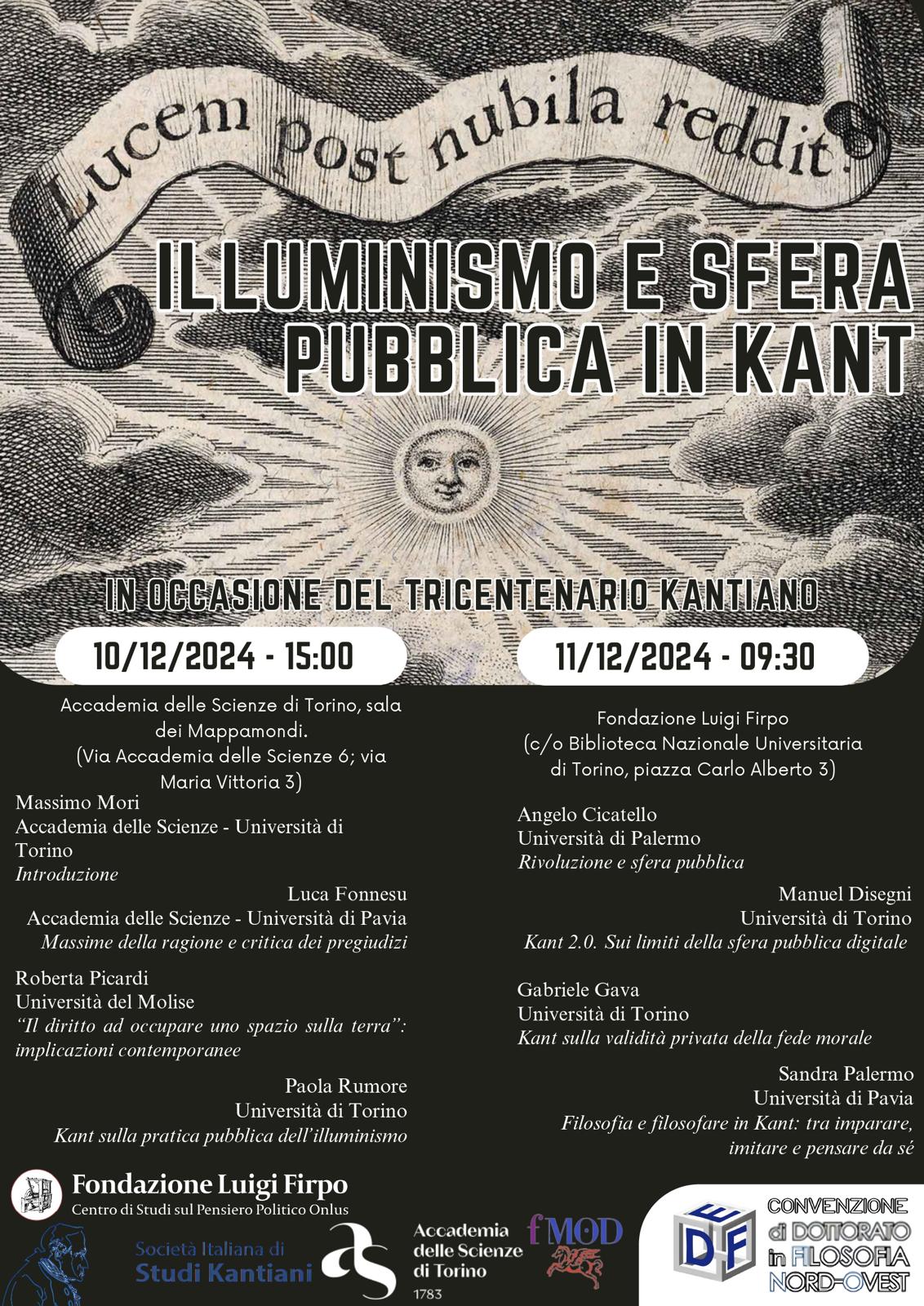 Illuminismo e sfera pubblica in Kant - Torino, 10-11 dicembre 2024